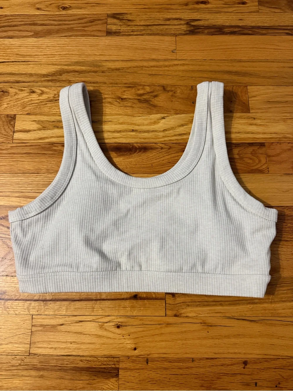 ALO Yoga Beige Ribbed Cropped Tank Top Size XL Like New